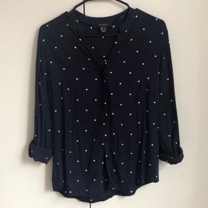 Women's blouse Navy with white Polka dot